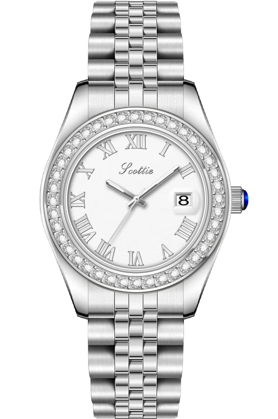 VON BREYER VON BREYER Women's Eterna Roma Watches Silver Pavé Silver Bracelet in Metallic Silver