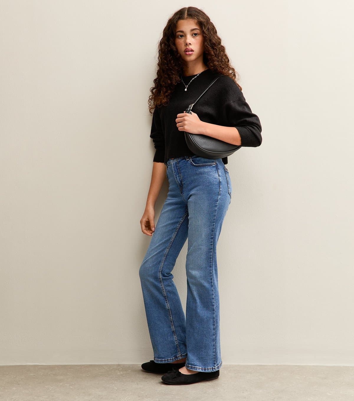 New Look New Look Blue Washed Flared Jeans for Girls