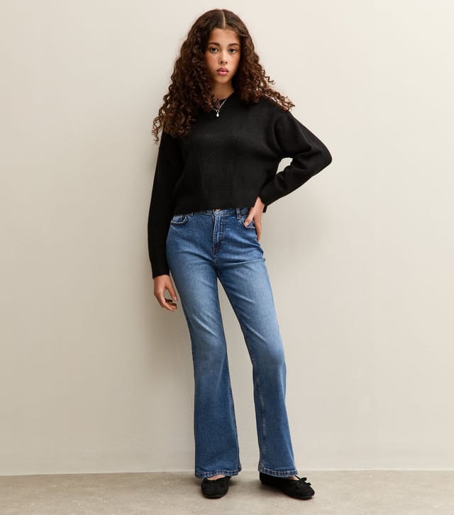 New Look Girls' Blue Washed Flared Jeans New Look - 3