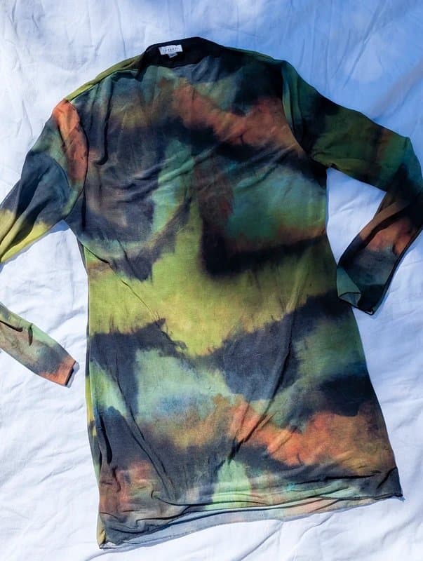 Topshop Topshop Grunge Tie Dye Abstract Mesh Long Sleeve Mini Dress UK 12-14