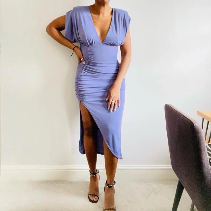 ASOS Design Asos fitted midi dress with shoulder pads Size 8