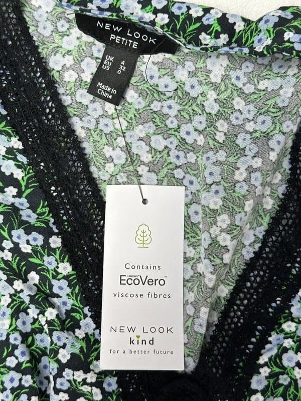 New Look New look dress size 2xs 4 black mix lace floral womens ecovero eu32 rrp £34