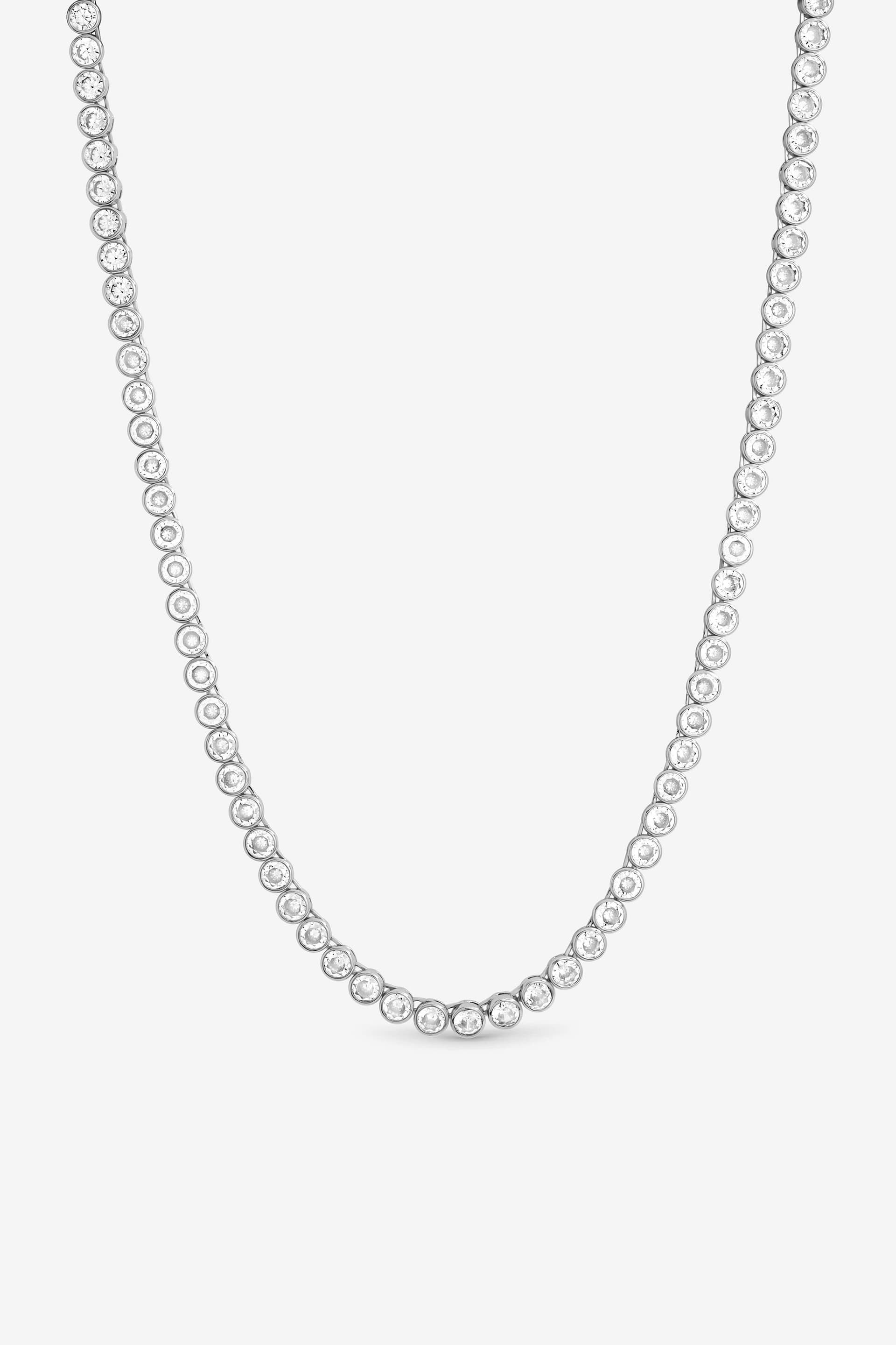 Jon Richard Jon Richard Women's Silver Plated Tennis Round Bezel Necklace