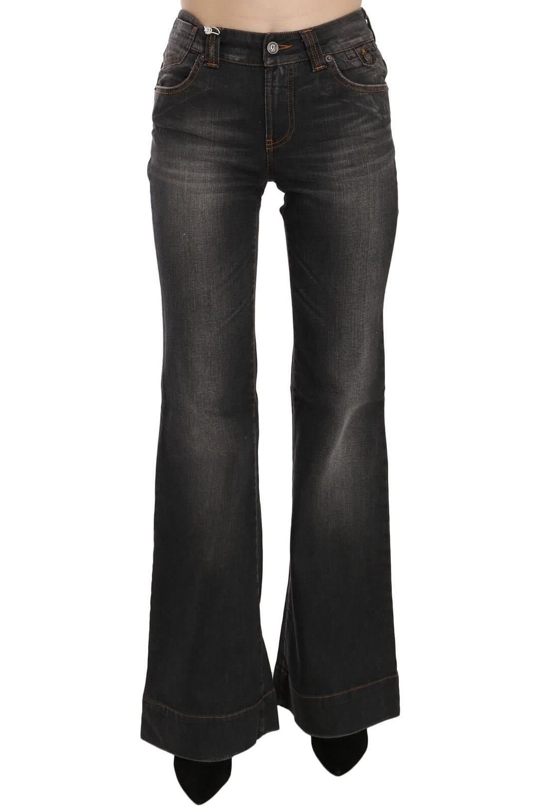 John Galliano John Galliano Women's Black Washed Mid Waist Flared Denim Casual Jeans