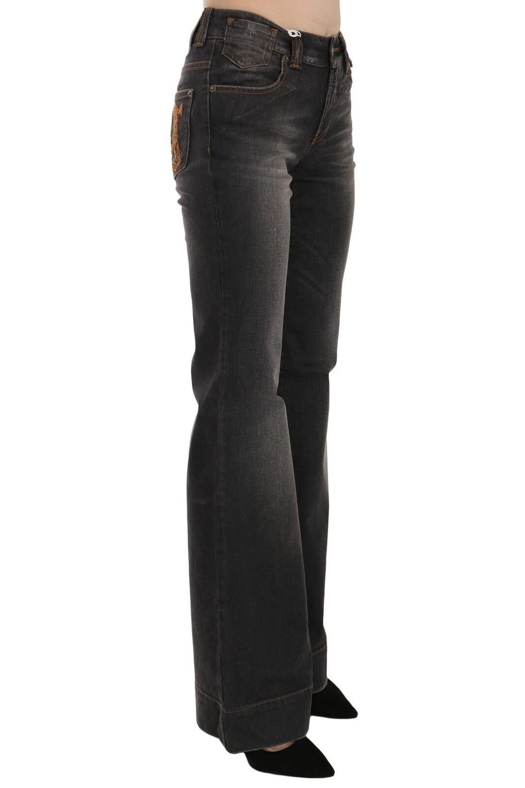 John Galliano John Galliano Women's Black Washed Mid Waist Flared Denim Casual Jeans - 2