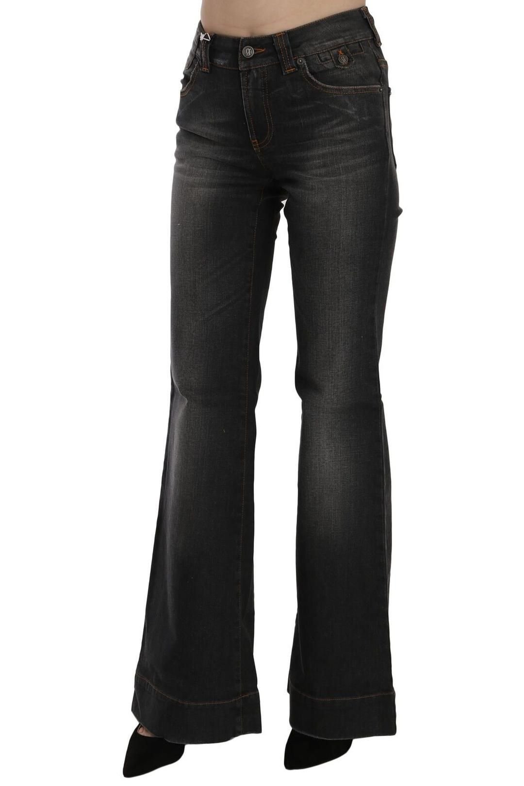 John Galliano John Galliano Women's Black Washed Mid Waist Flared Denim Casual Jeans - 3