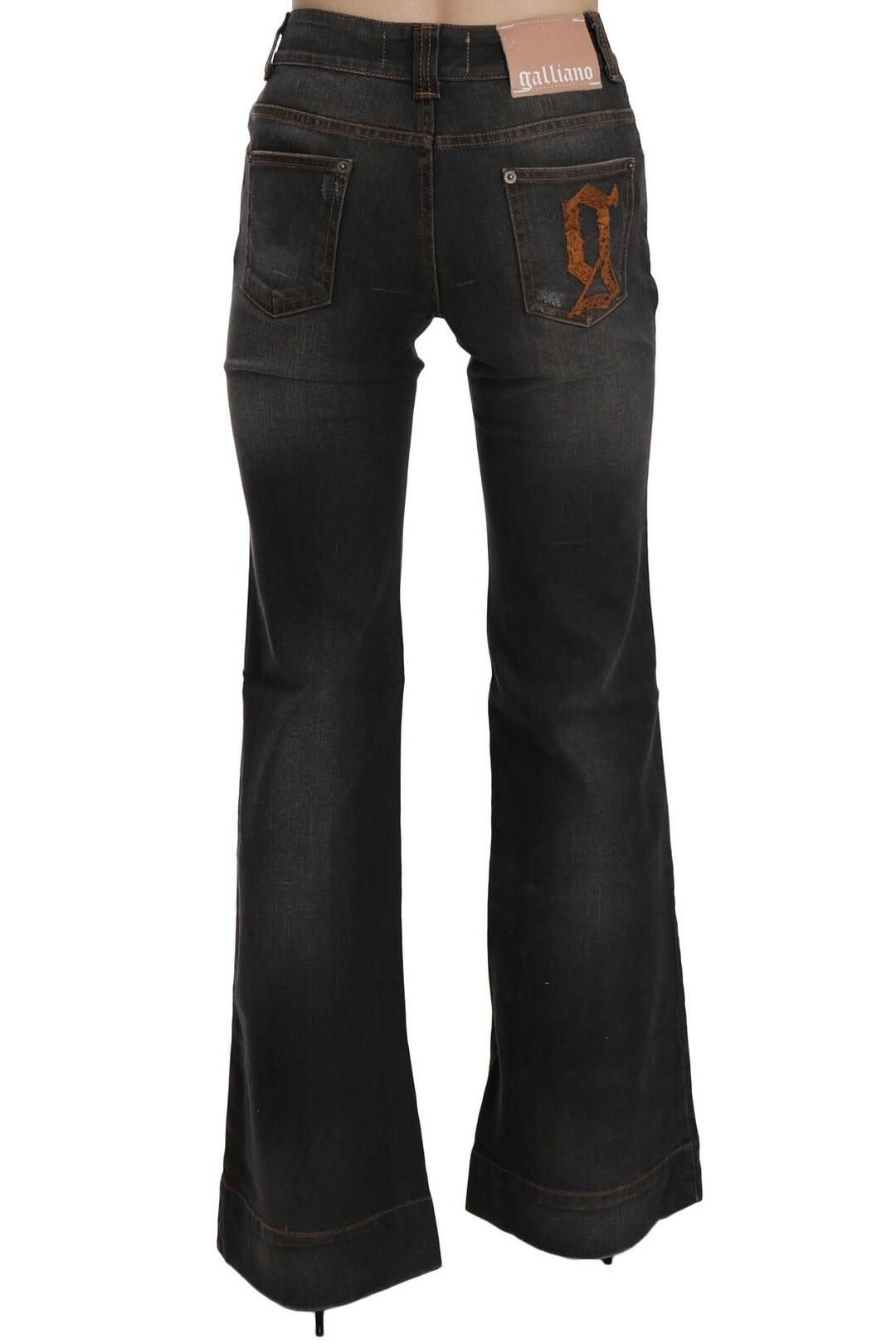 John Galliano John Galliano Women's Black Washed Mid Waist Flared Denim Casual Jeans - 4