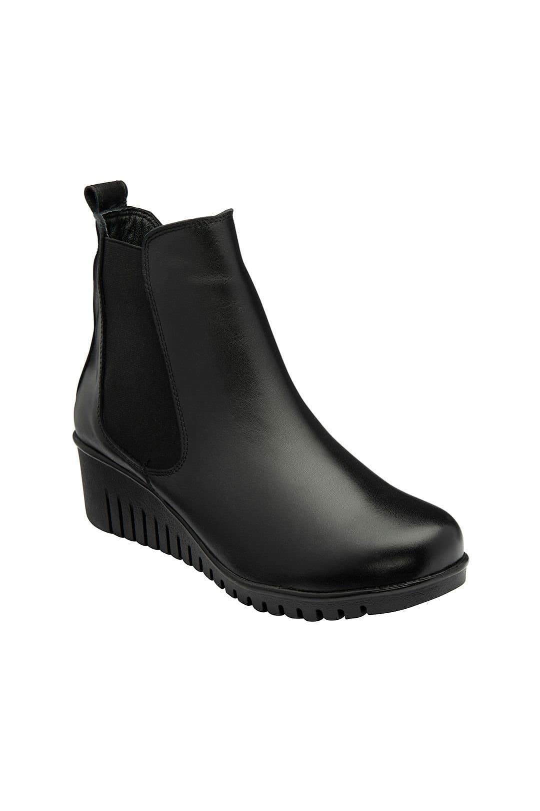 Lotus Lotus Women's Black Leather 'Dresden' Wedge Ankle Boots