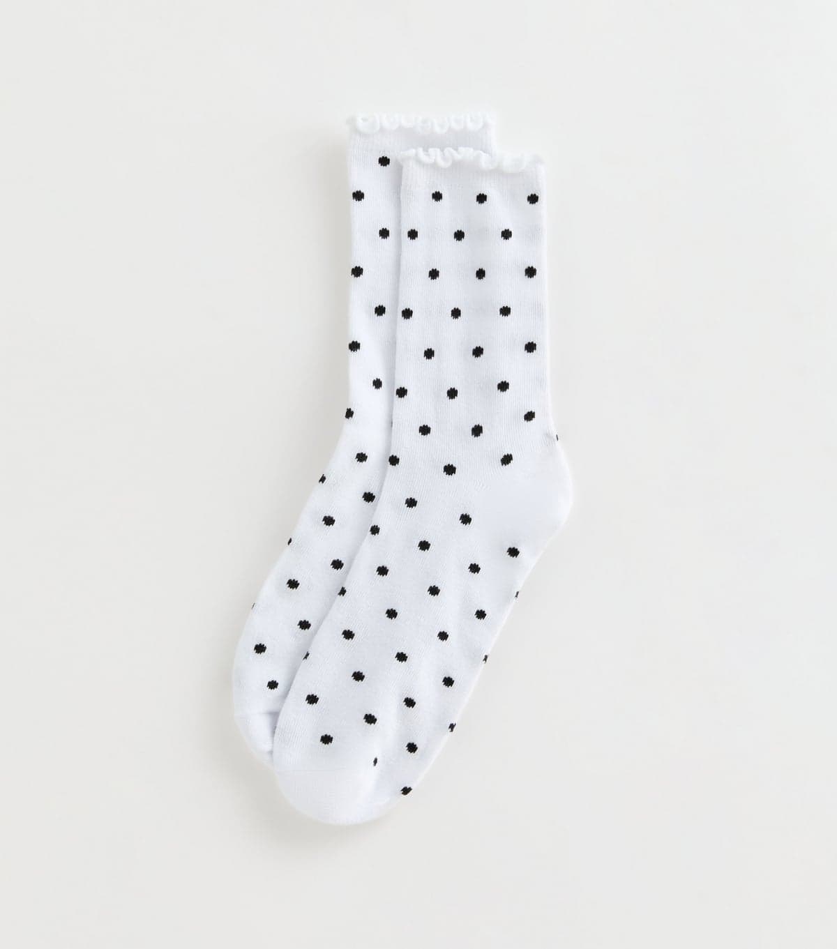 New Look White Polka Dot Frill Trim Socks New Look