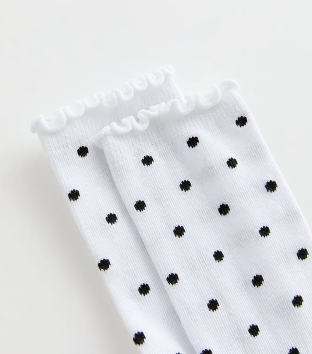 New Look White Polka Dot Frill Trim Socks New Look - 2