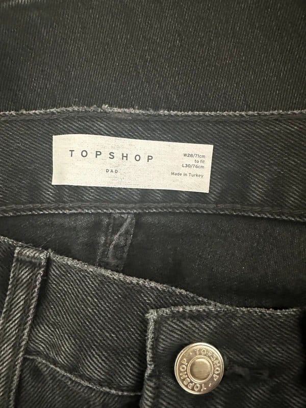 Topshop Black Wash Dad Jeans For Women