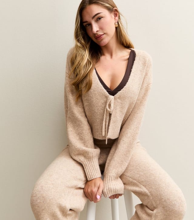 Rise Women's by Zara McDermott Brown Knitted Tie Front Cardigan Rise New Look - 2