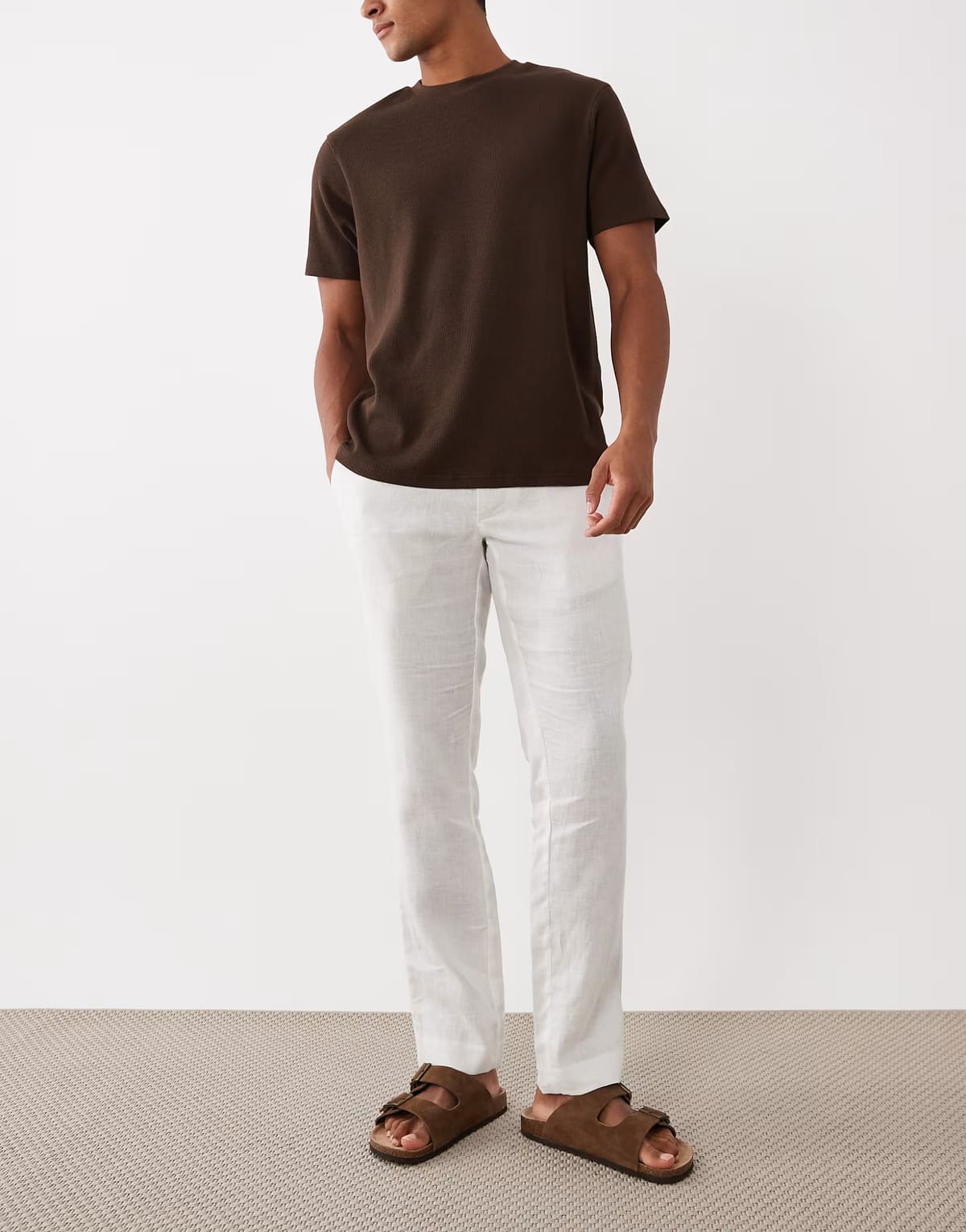 ASOS Mango linen trouser in cream - 1