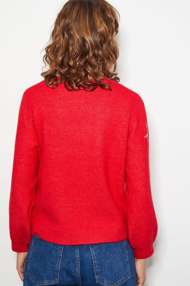 Monsoon Monsoon Women's Sabrina Embellished Star Jumper Red - 3