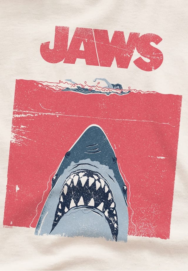 Universal Universal Men's Jaws Zine Poster T-Shirt, Natural - 3