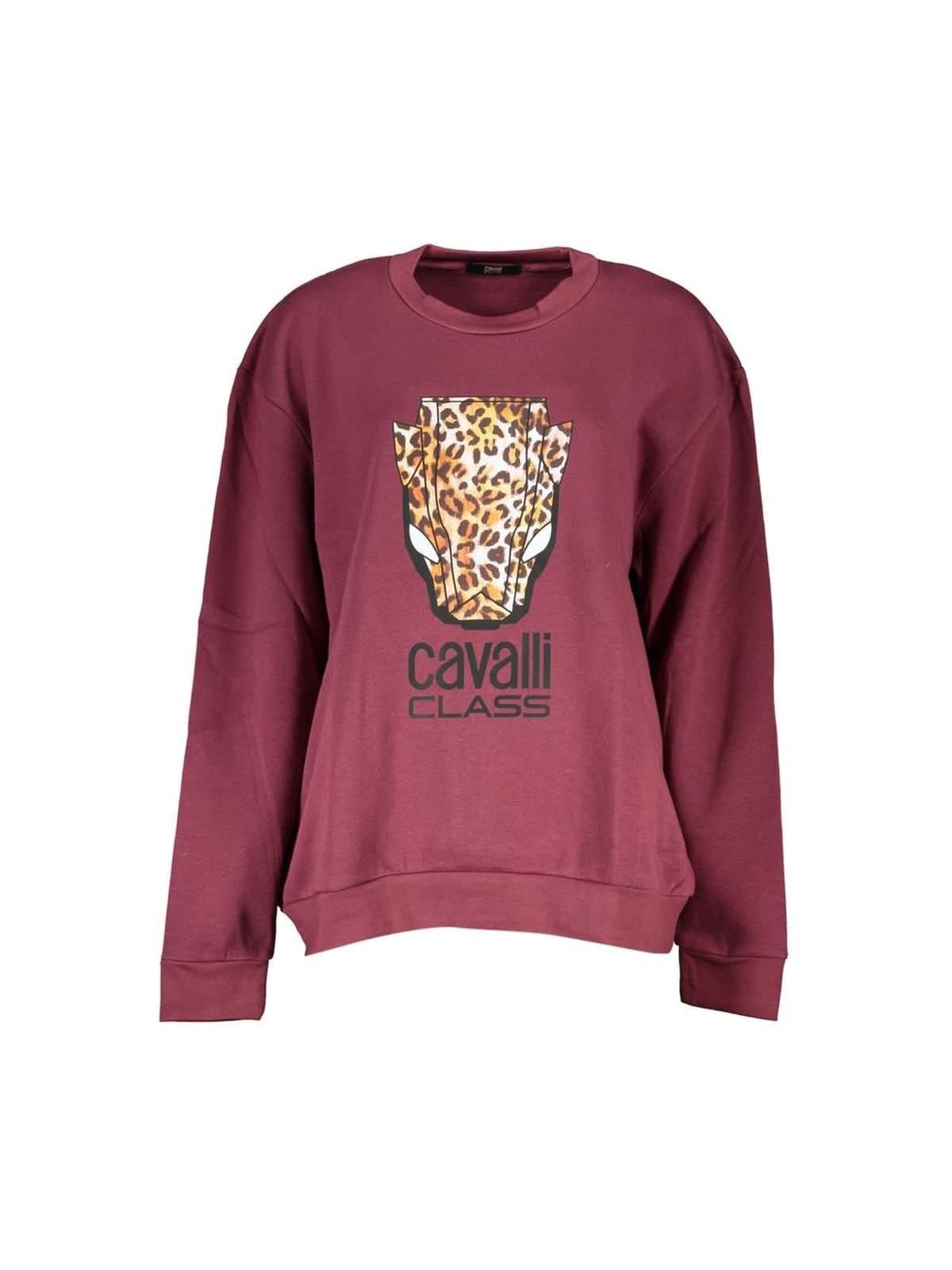 Cavalli Class Cavalli Class Purple Crew Neck Fleece Sweatshirt