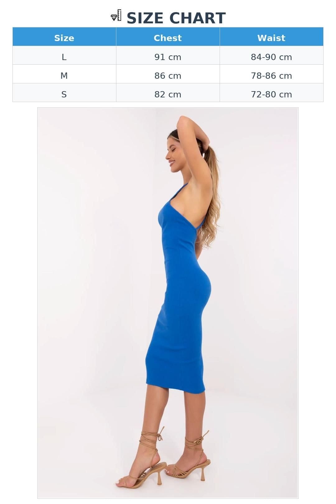 Love Lace Love Lace Women's Summer Ribbed Cotton Midi Pencil Dress in Blue - 4