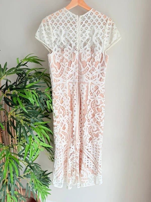 Coast Stunning COAST Ivory Lace Midi Dress Size 12 Worn Once!