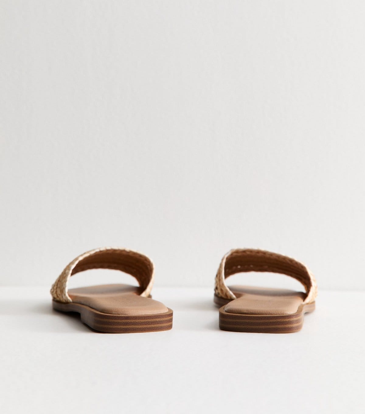 New Look Women's Wide Fit Off White Embellished Raffia Strap Faux Leather Mules Vegan New Look - 4