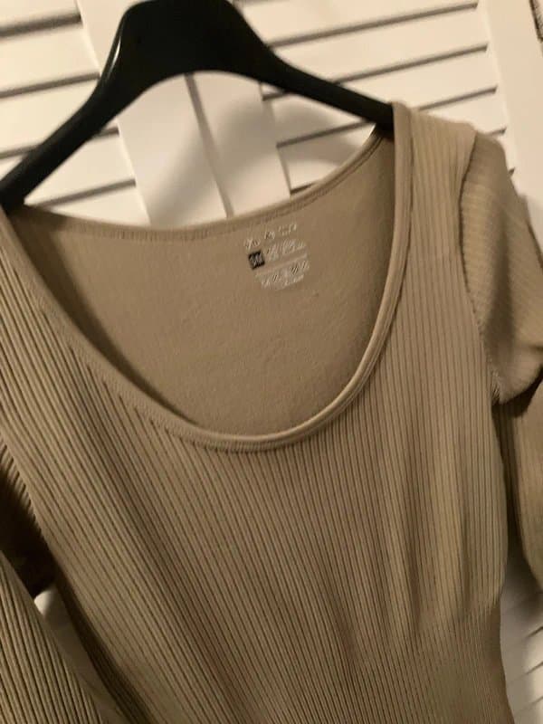 Yu & Me Dark beige much long rib ribbed firm hold jumpsuit SM small medium