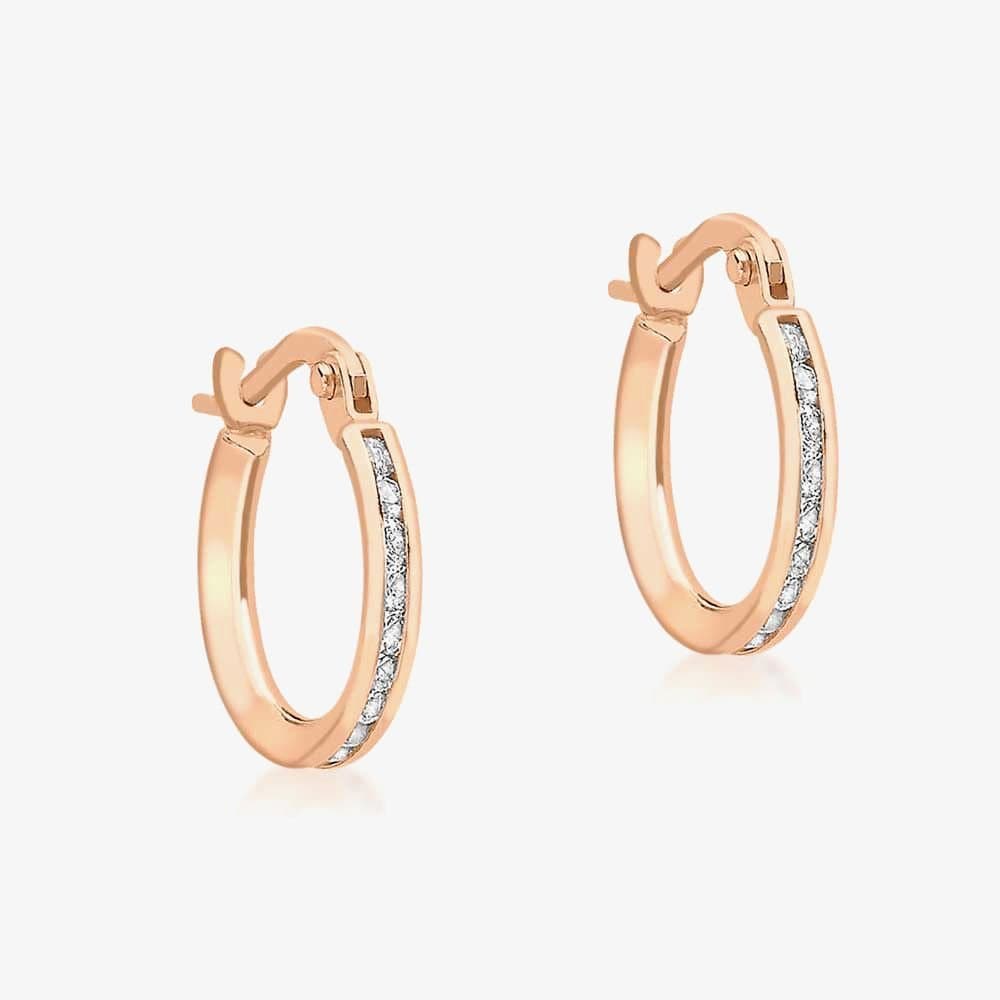 T.H.Baker T.H.Baker Rose Gold Cubic Zirconia Hoop Earrings