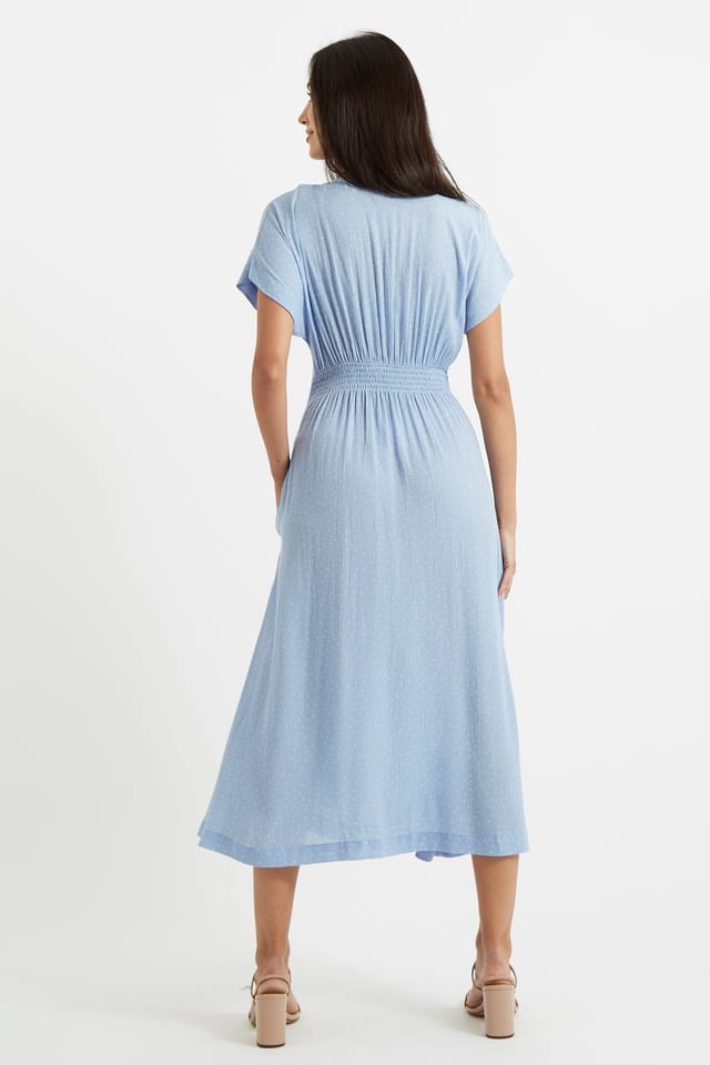 Louche Louche Women's Unity Petite Dot V-Neck Midi Dress in Blue - 2