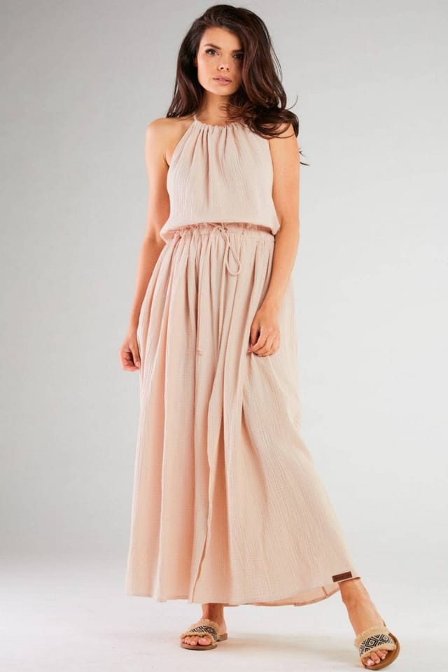 Love Lace Love Lace Women's Day Dress with Side Slits in Beige - 2