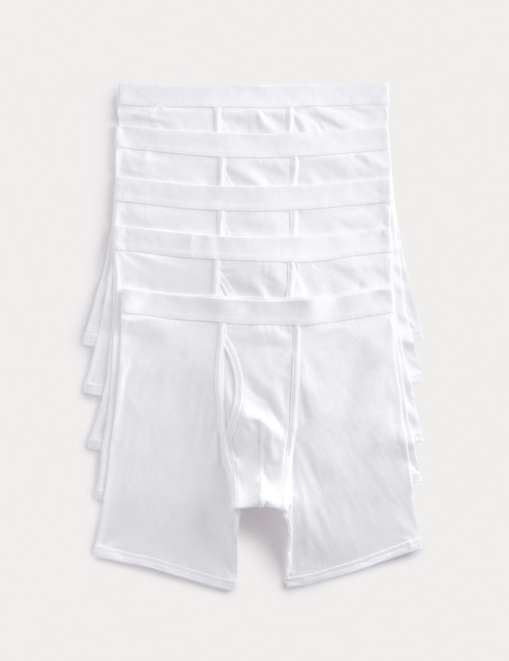 Marks & Spencer M&S 5 Pack Cotton Stretch Longer Length Trunks White