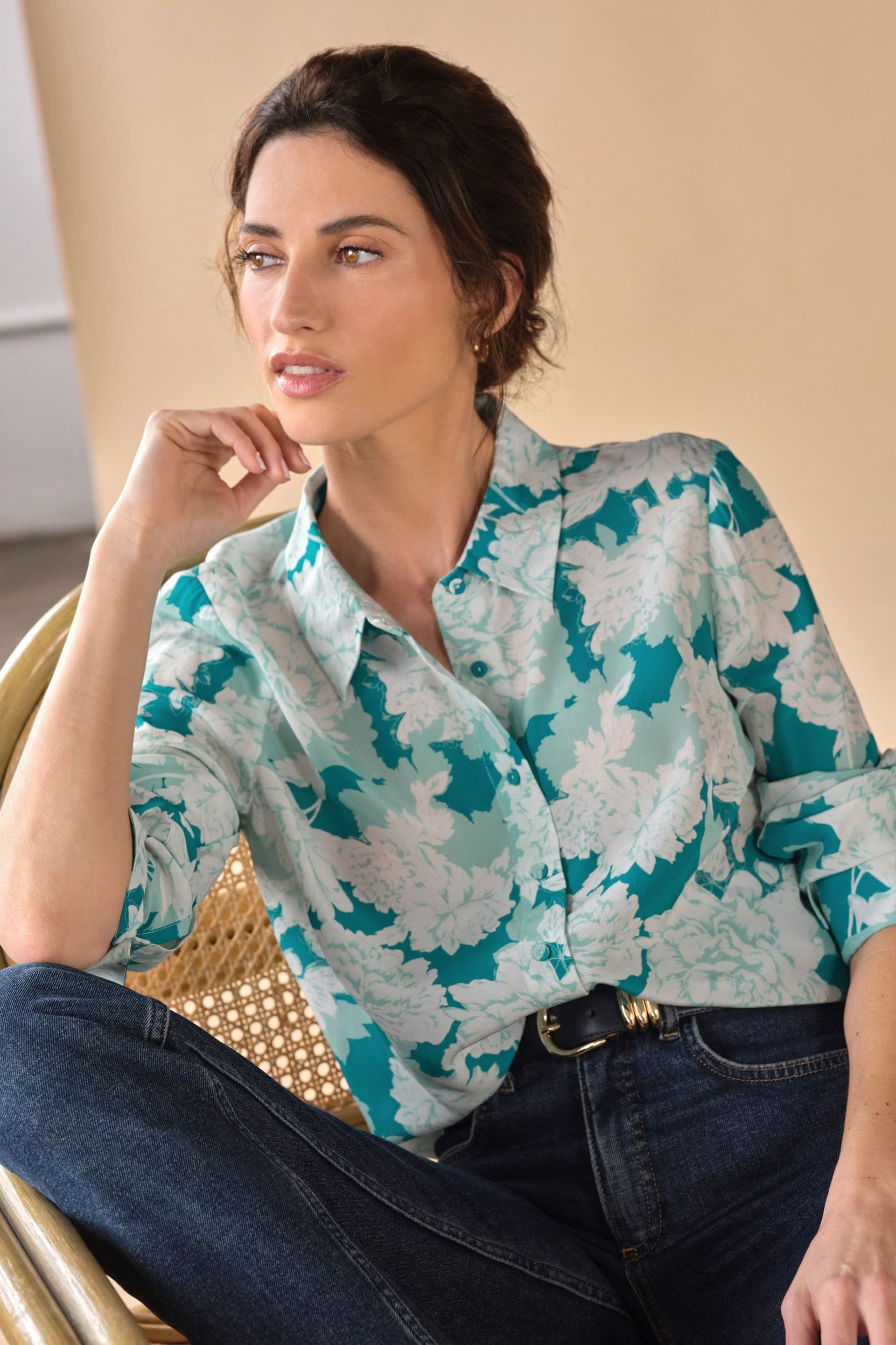 Pure Collection Pure Collection Women's Pure Washed Silk Shirt in Green