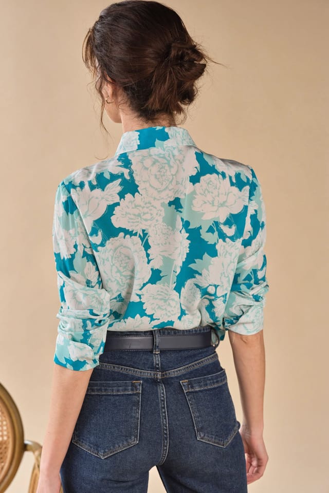 Pure Collection Pure Collection Women's Pure Washed Silk Shirt in Green - 3