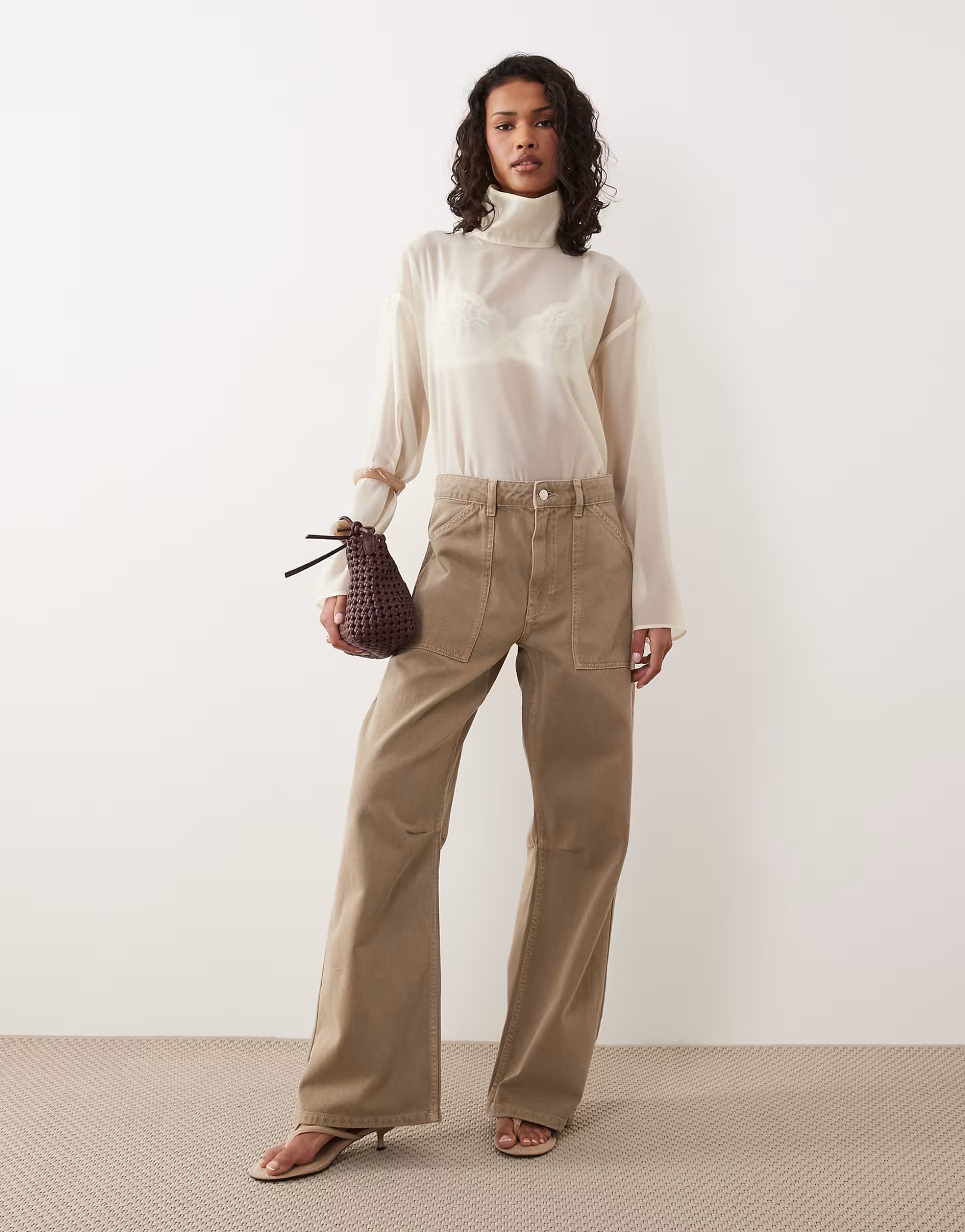 ASOS ASOS DESIGN cargo trouser with knee seams in mocha