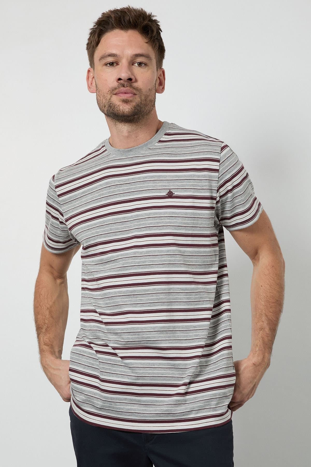 Maine Maine Men's Grey Heritage Stripe T-Shirt