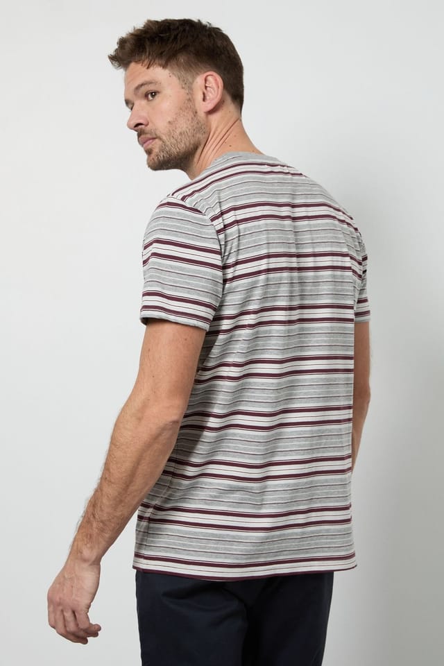 Maine Maine Men's Grey Heritage Stripe T-Shirt - 3