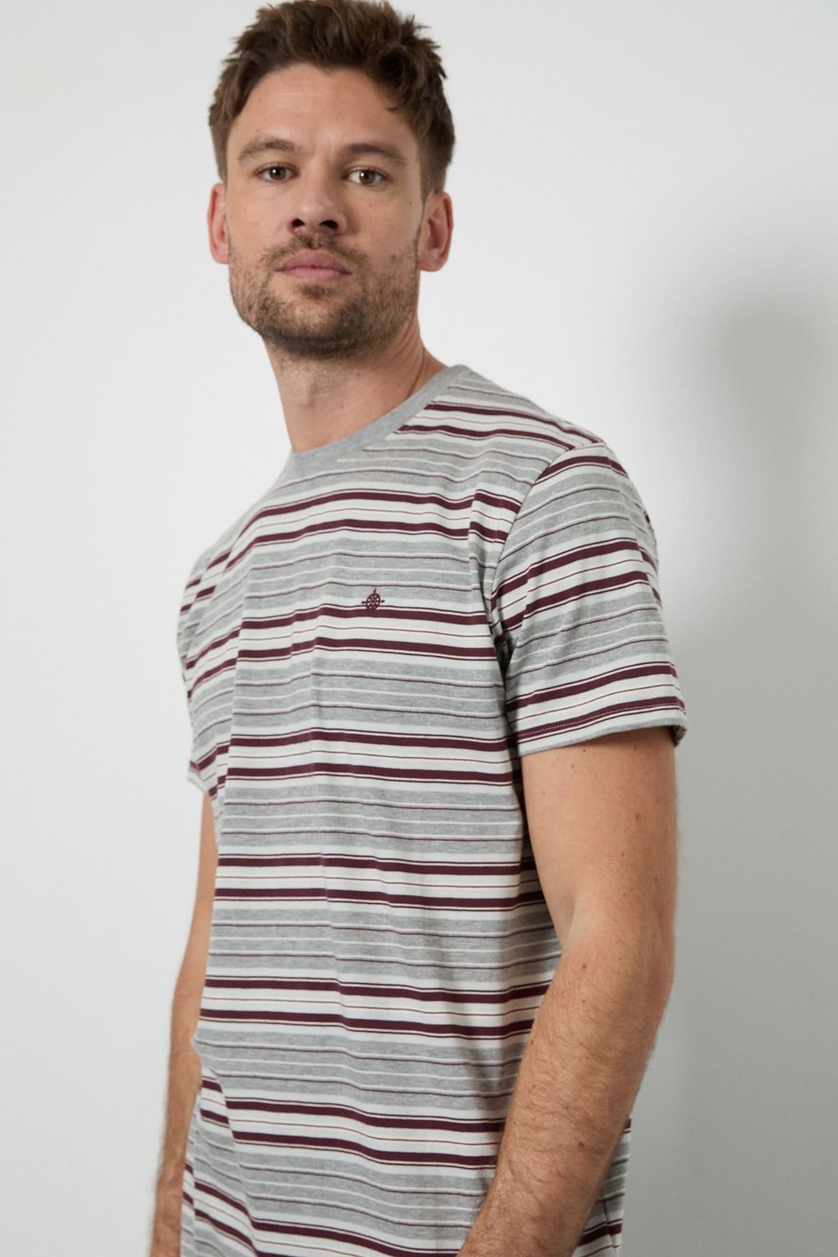 Maine Maine Men's Grey Heritage Stripe T-Shirt - 4