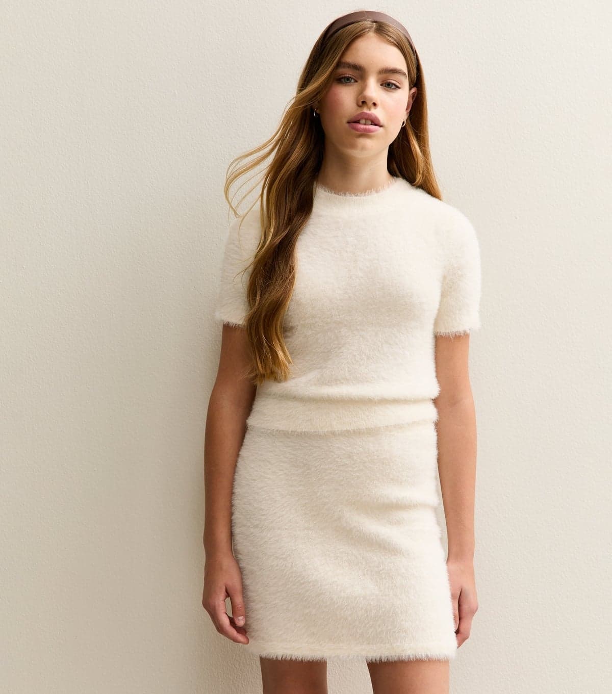 New Look Girls' Off White Fluffy Mini Skirt New Look