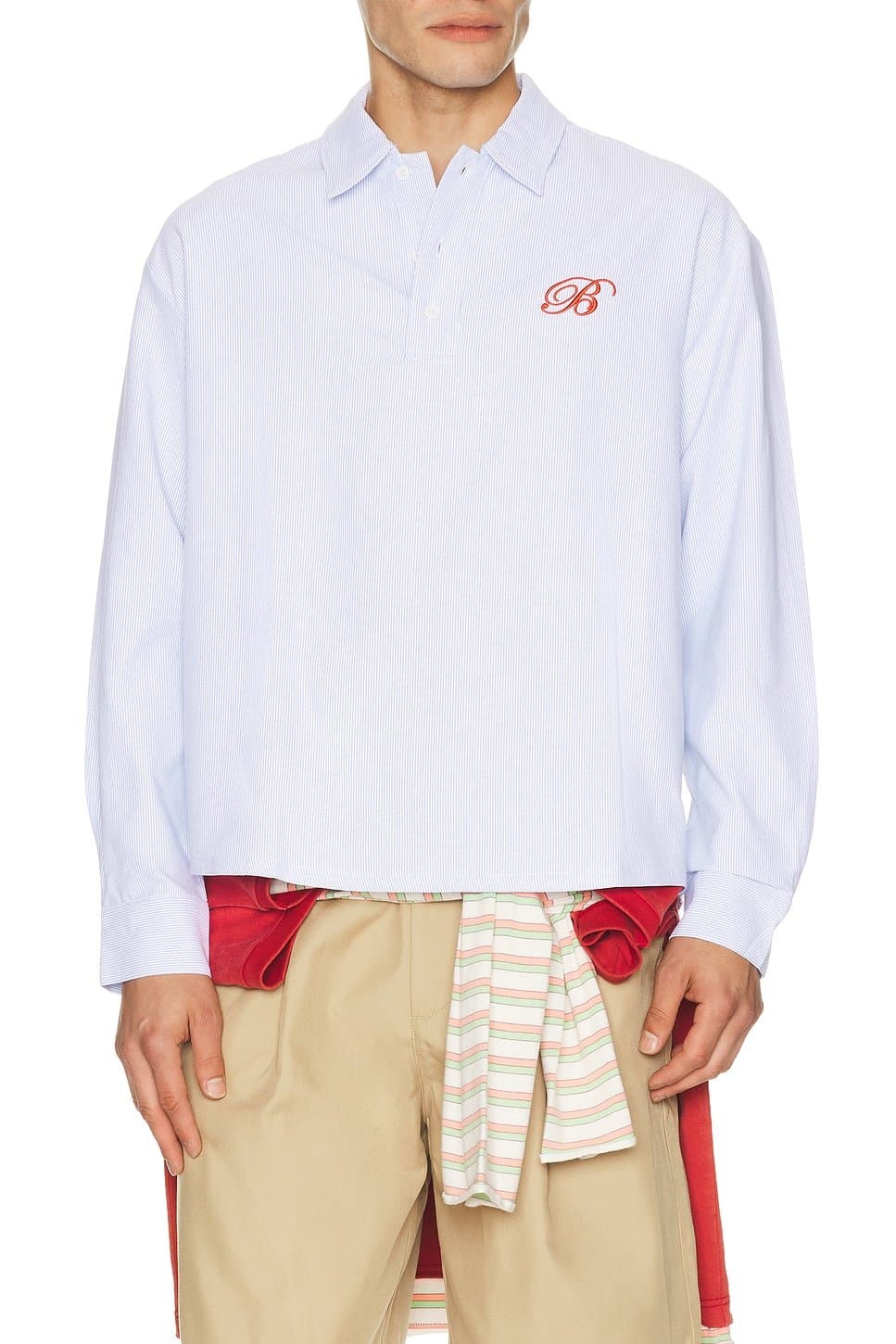 revolve Half Button Script Oxford Shirt