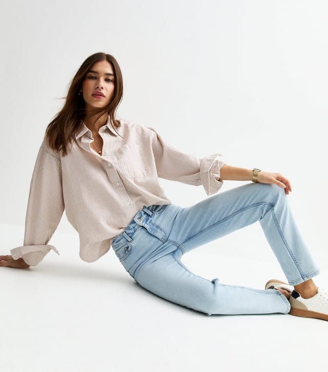 New Look Women's Light Blue Full Length Slim Straight Jeans New Look - 3