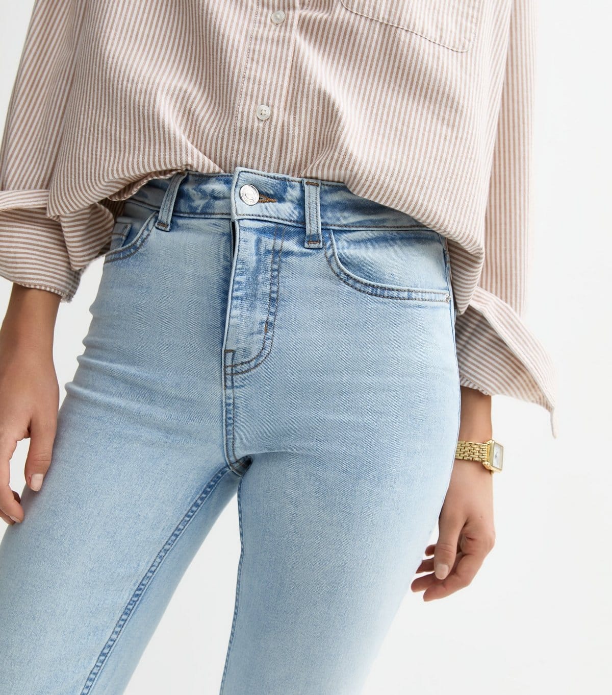 New Look Women's Light Blue Full Length Slim Straight Jeans New Look - 4