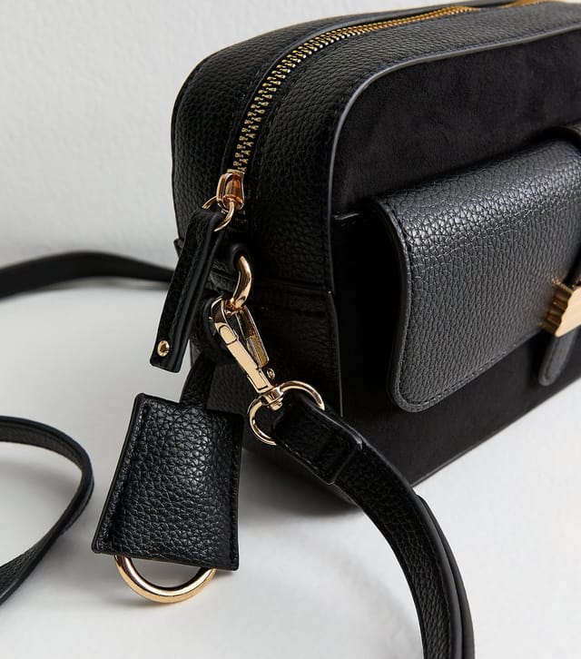 New Look Black Faux Leather Front Pocket Crossbody Bag New Look - 3