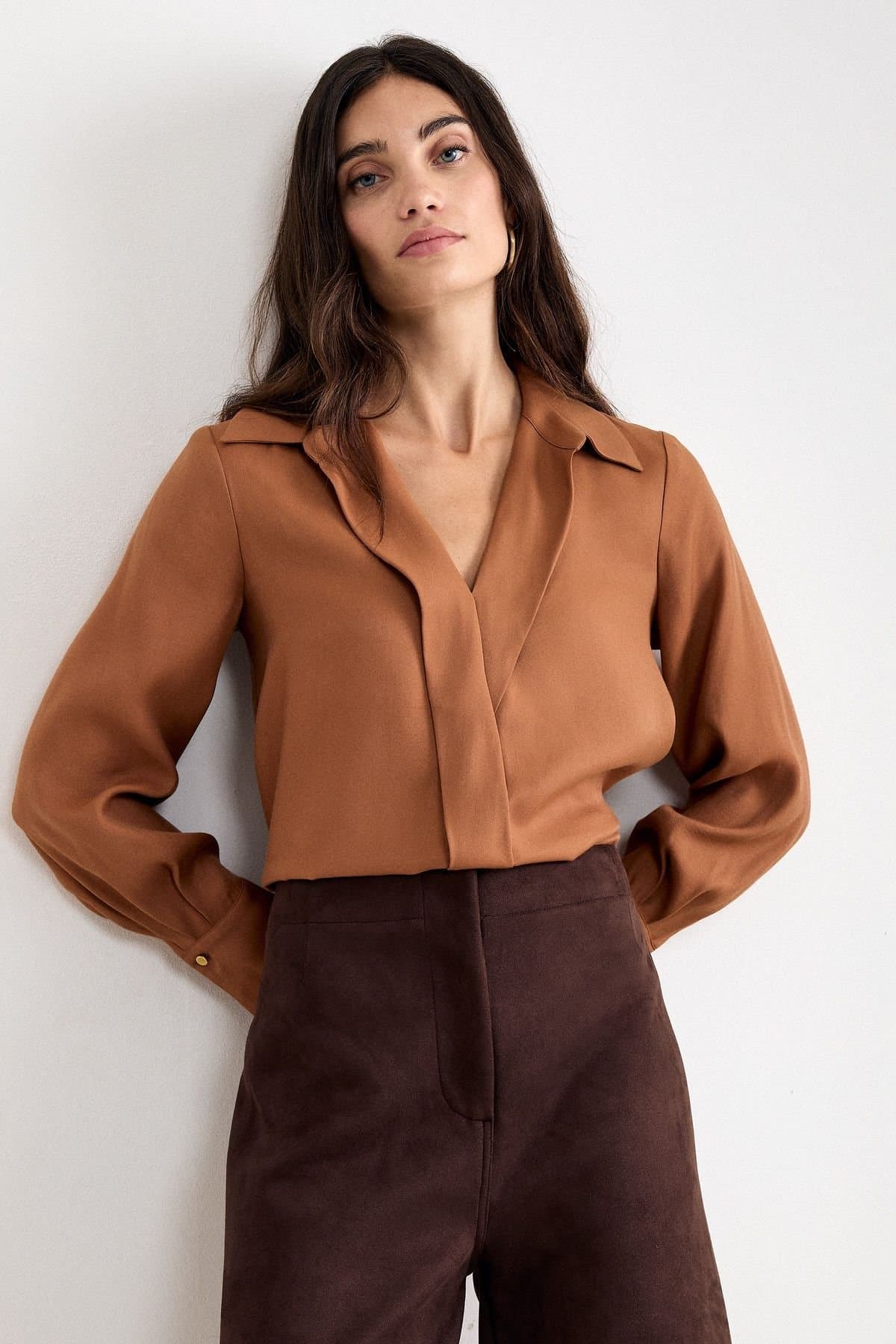 Phase Eight Phase Eight Women's Rihannon Wrap Shirt in Light Brown