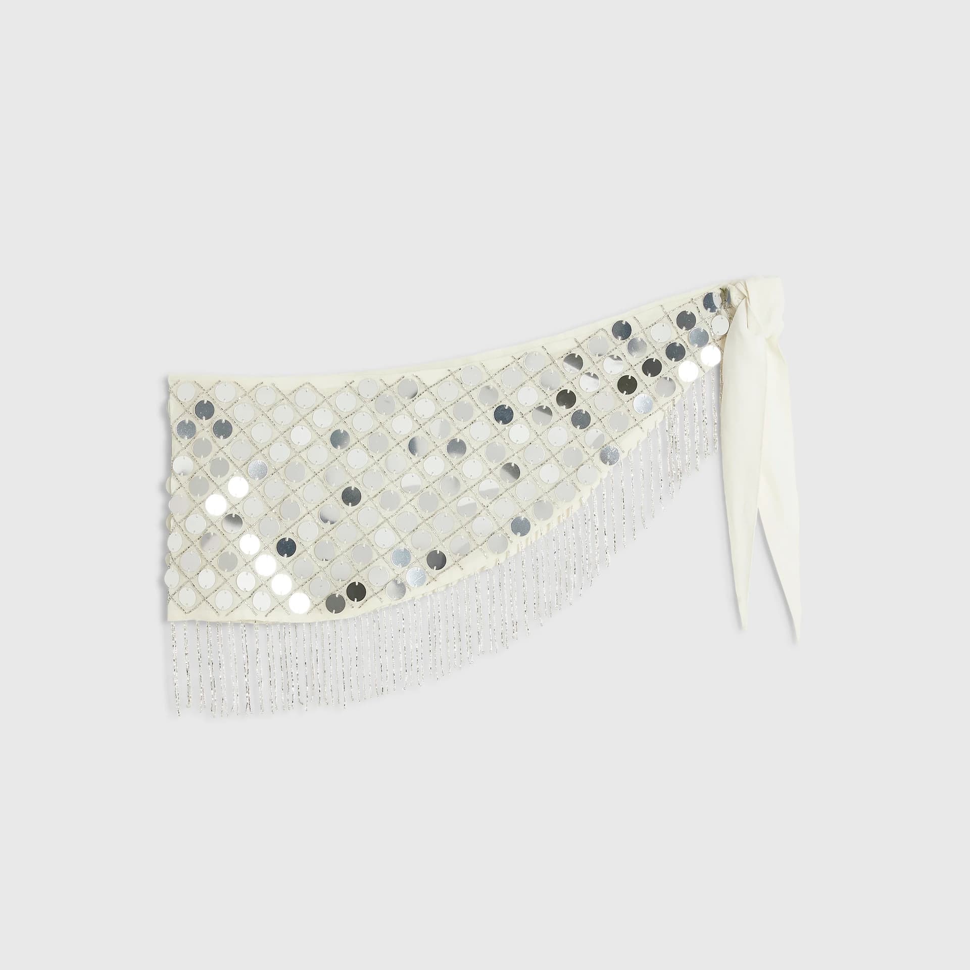 River Island River Island Womens Cream Mirror Sequin Hip Scarf