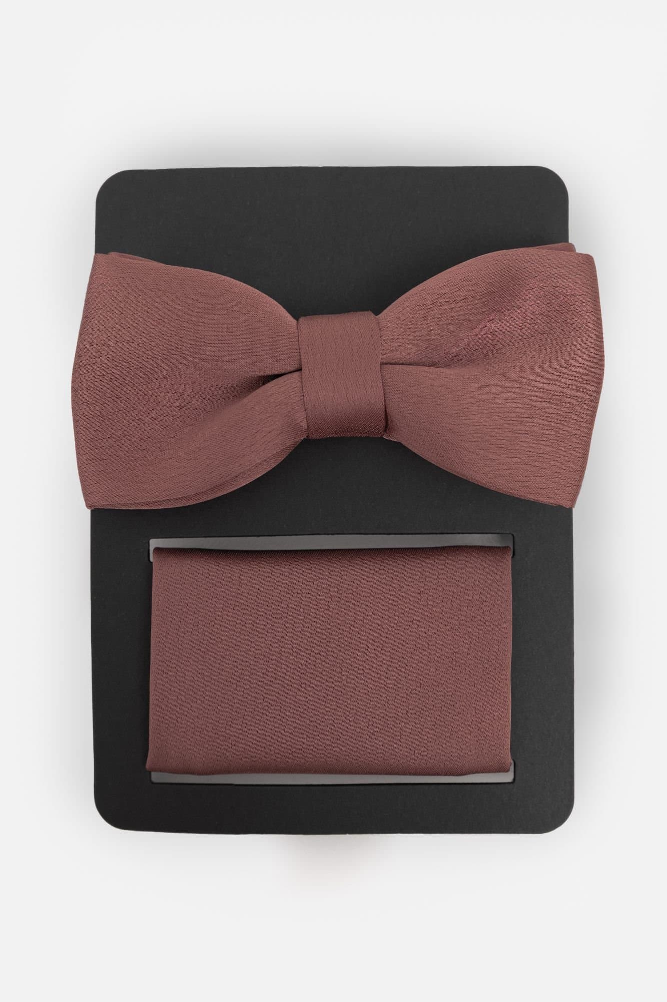 Maya Deluxe Maya Deluxe Men's Satin Bow Tie Pocket Square Set in Dark Mauve