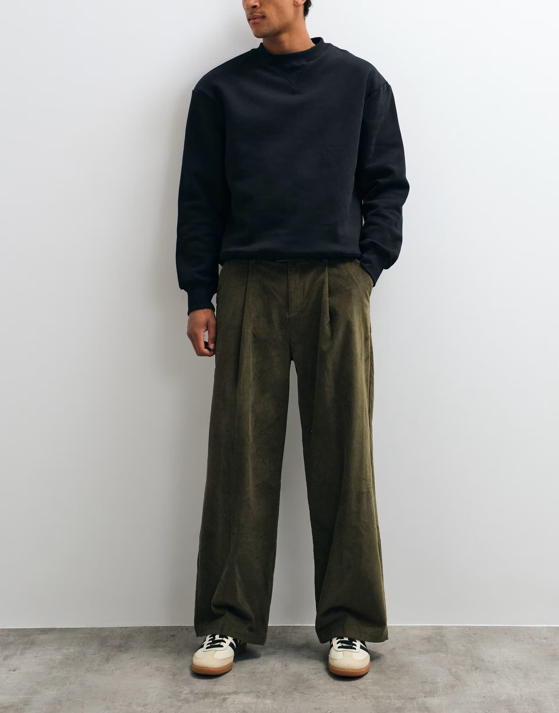 ASOS House of Sunny cord wide leg trouser in olive green