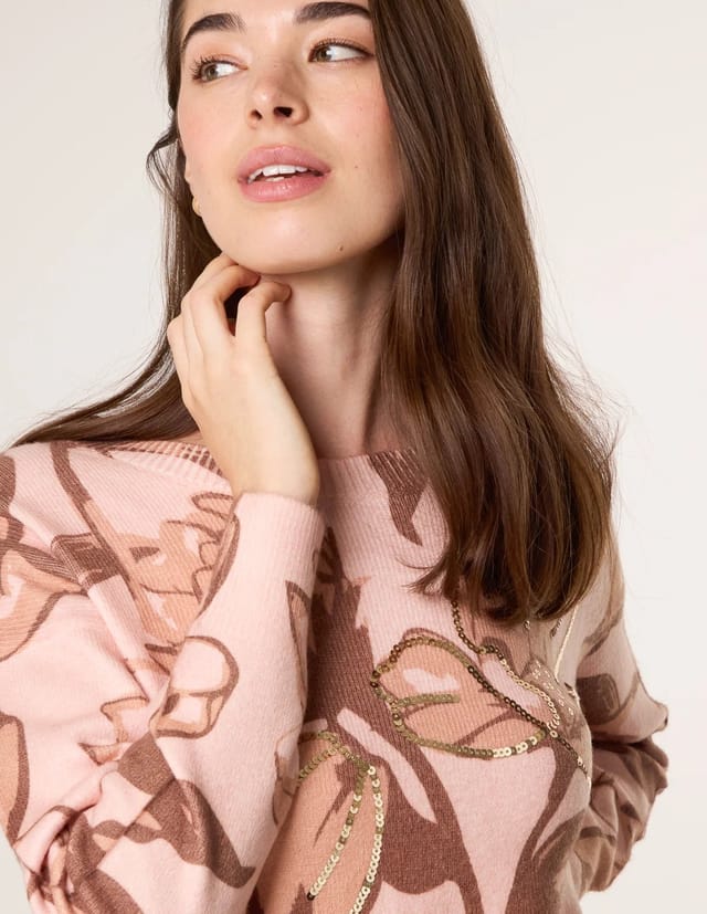 Blue Vanilla Flower Sequin Detailed Jumper - 3