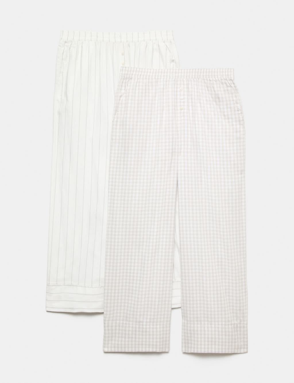 Marks & Spencer M&S 2 Pack Pure Cotton Printed Pyjama Bottoms Grey Mix