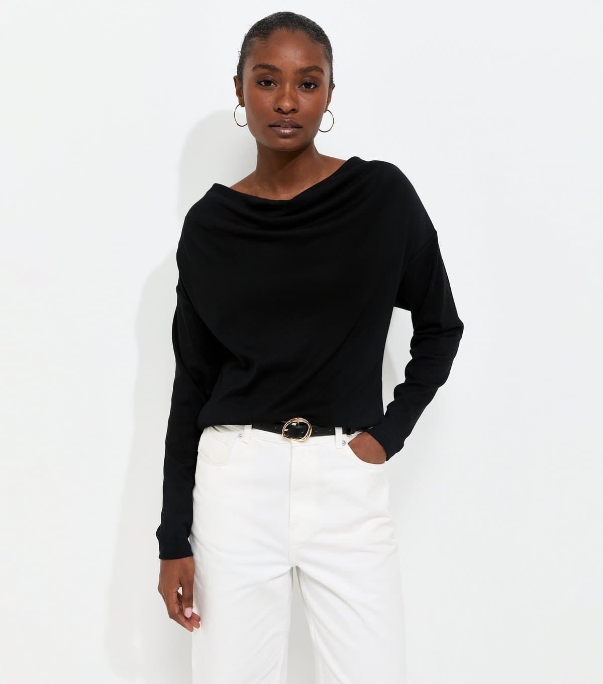 New Look Women's Black Cowl Neck Long Sleeve Top New Look