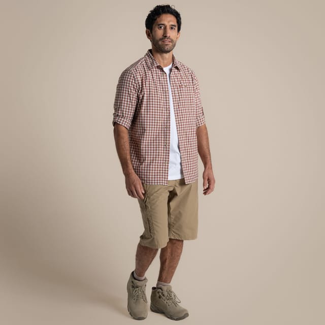 Craghoppers Craghoppers Men's Nosilife Nuoro Insect-Repellent Check Long Sleeved Shirt in Red - 3