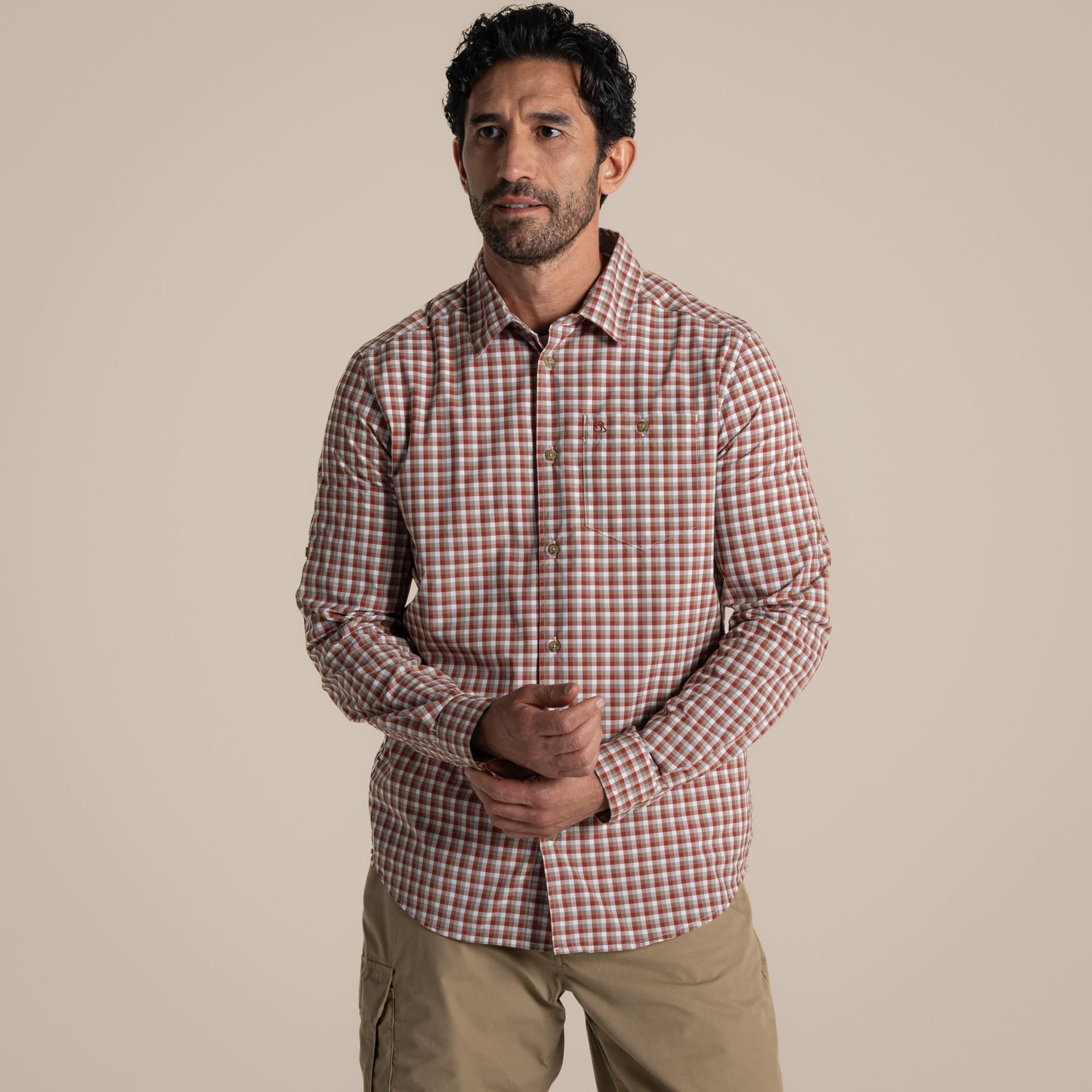 Craghoppers Craghoppers Men's Nosilife Nuoro Insect-Repellent Check Long Sleeved Shirt in Red - 4