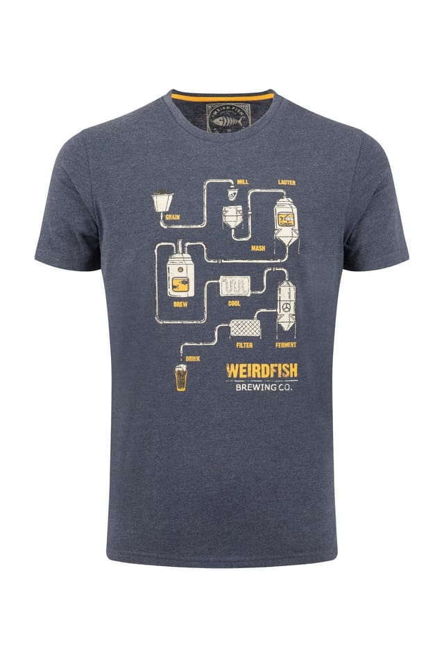 Weird Fish Weird Fish Men's Brewer Front Print Graphic T-Shirt in Navy - 2