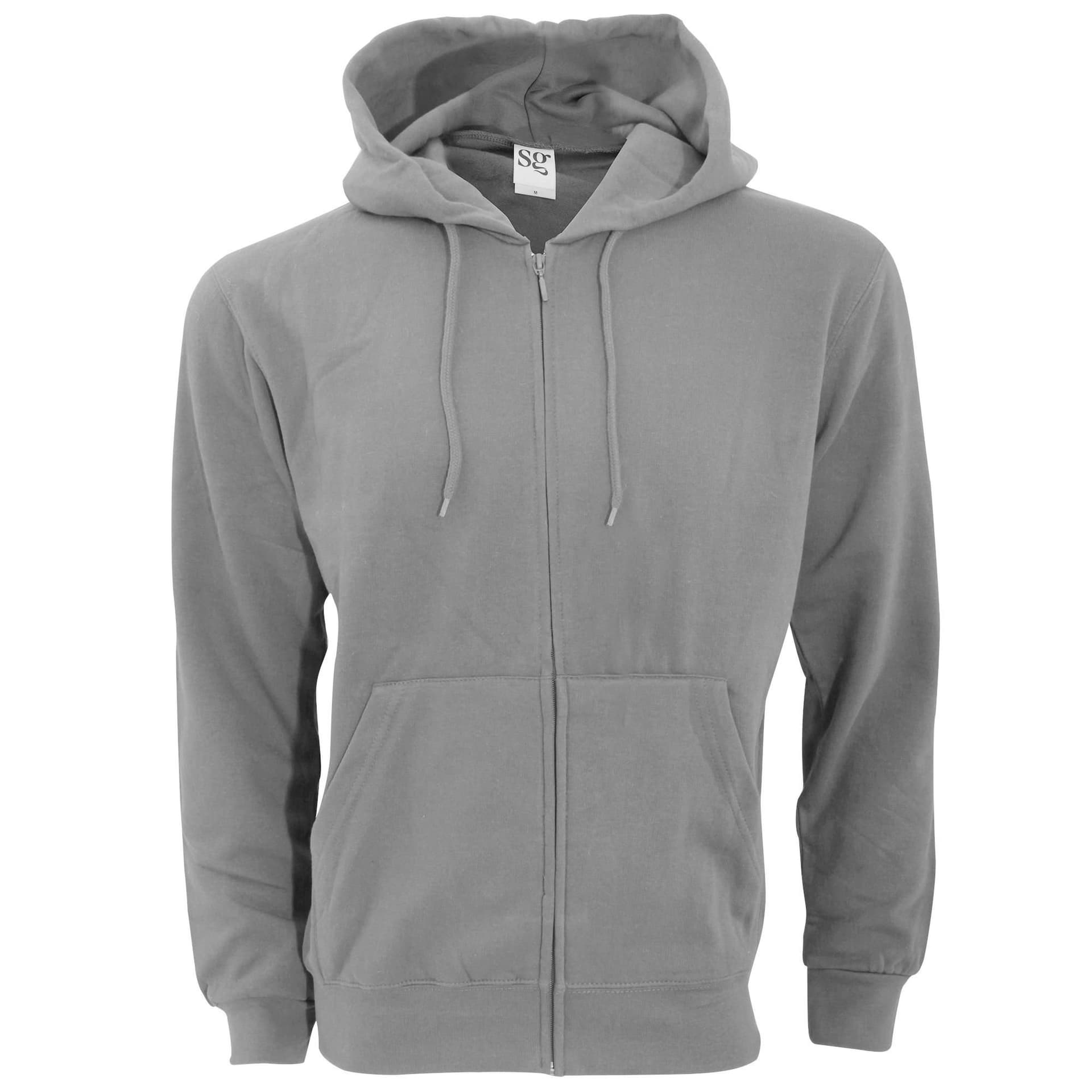 SG SG Men's Plain Full Zip Hooded Sweatshirt in Grey